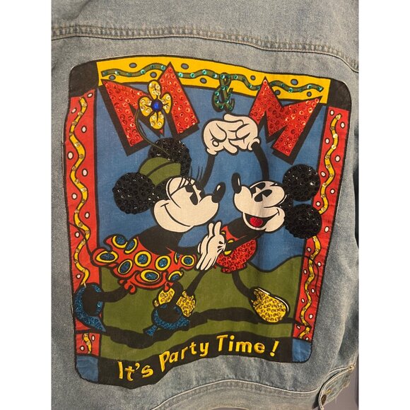 Vintage Mickey Mouse & Co Jean Jacket ITS PARTY TIME Sequins Size Med, Disneyana - Picture 9 of 11